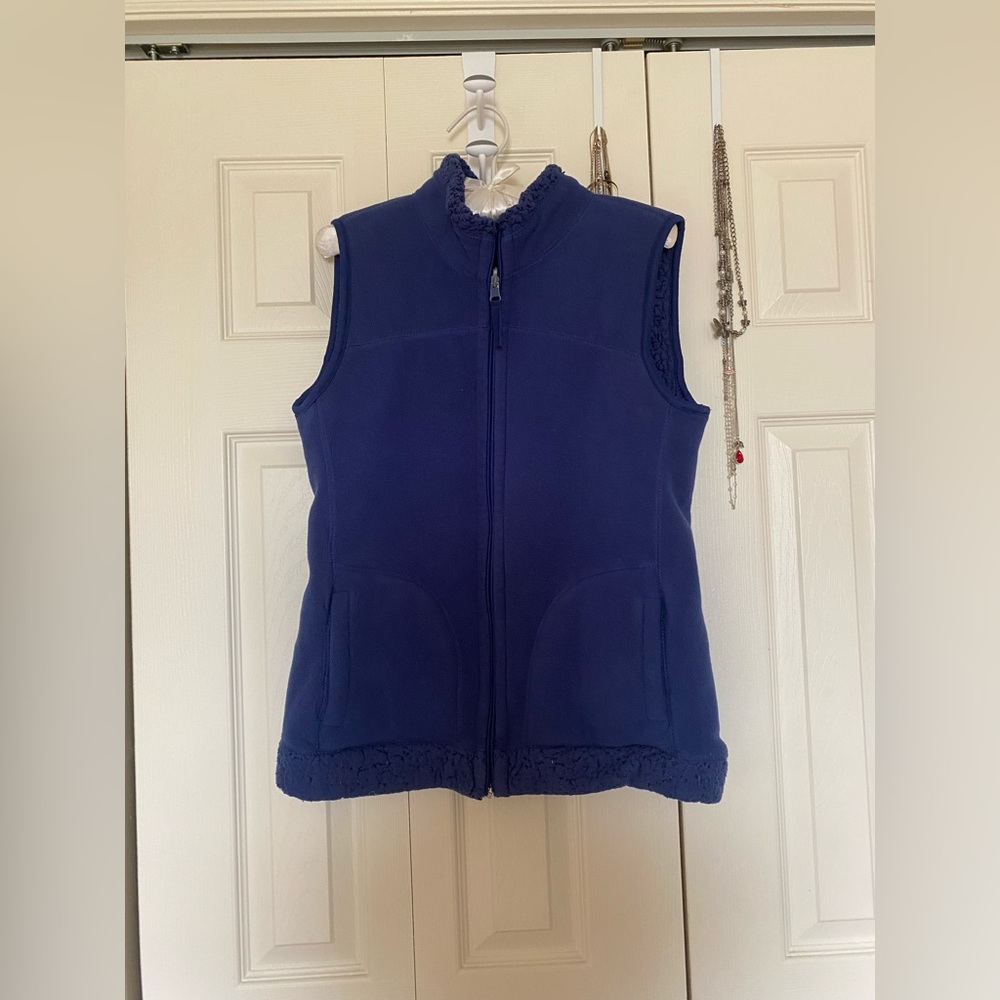 Christopher & Banks blue zip up vest.
